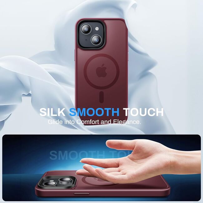 Husa pentru iPhone 15 cu MagSafe, Ghost Series, translucent - bordeaux