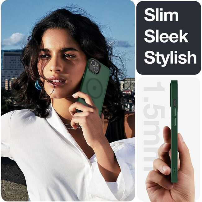Husa pentru iPhone 15 cu MagSafe, Ghost Series, translucent - verde
