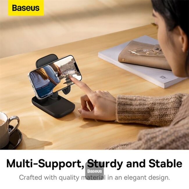 Suport telefon birou Baseus Seashell, negru, B10551500111-00