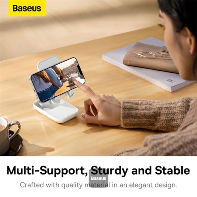 Suport telefon birou Baseus Seashell, alb, B10551500211-00