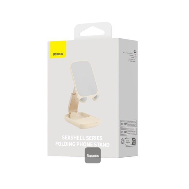 Suport telefon birou cu oglinda Baseus Seashell, bej, B10551501411-00