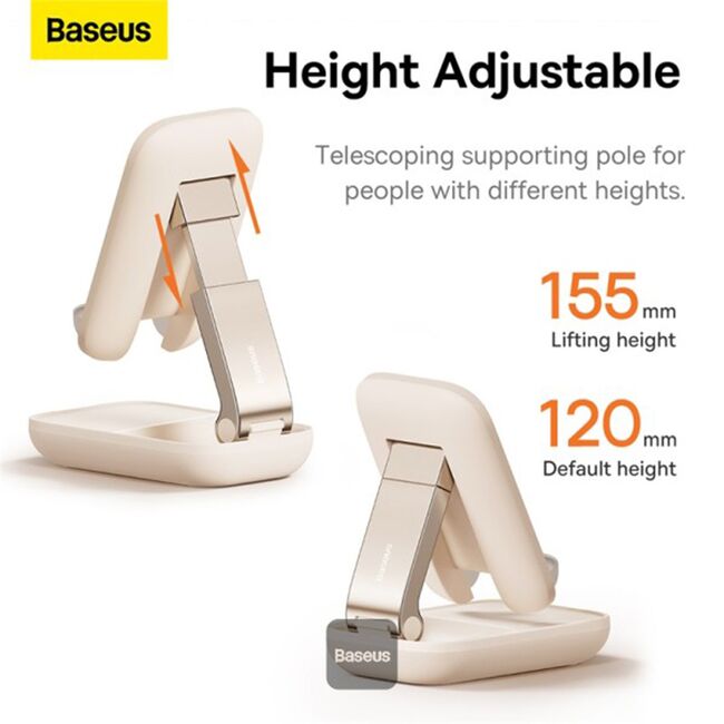 Suport telefon birou cu oglinda Baseus Seashell, bej, B10551501411-00