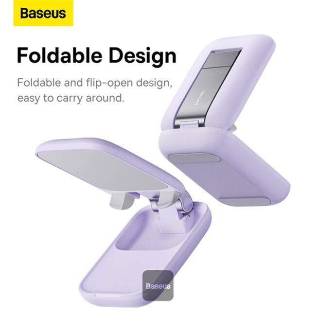 Suport telefon birou cu oglinda Baseus Seashell, mov, B10551501511-00
