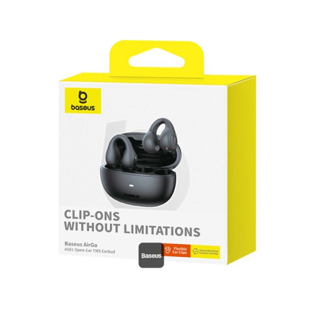 Casti sport open-ear Bluetooth, TWS Baseus AirGo AS01, negru