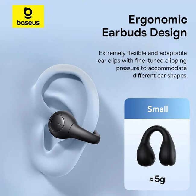 Casti sport open-ear Bluetooth, TWS Baseus AirGo AS01, alb