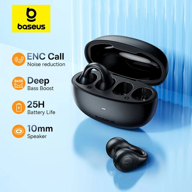 Casti sport open-ear Bluetooth, TWS Baseus AirGo AS01, alb
