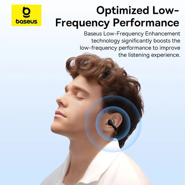 Casti sport open-ear Bluetooth, TWS Baseus AirGo AS01, alb