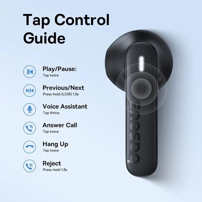 Casti wireless, half-in-ear Baseus Bowie E16 Touch Control - Alb