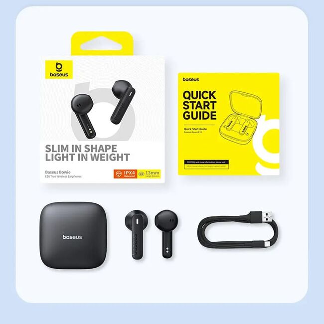 Casti wireless, half-in-ear Baseus Bowie E16 Touch Control - Alb