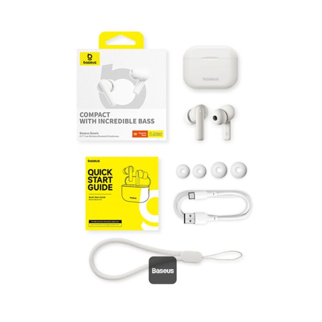 Casti cu bass profund in-ear Bluetooth Baseus Bowie E17, alb