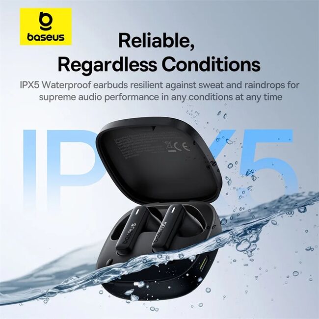Casti wireless waterproof, TWS, in-ear Baseus Bowie E19, negru
