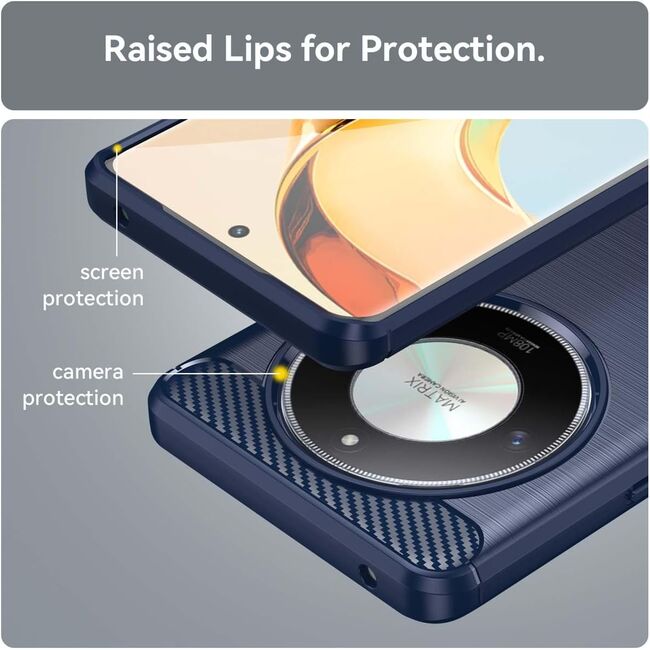 Husa pentru Honor Magic 6 Lite Carbon Silicone, albastru