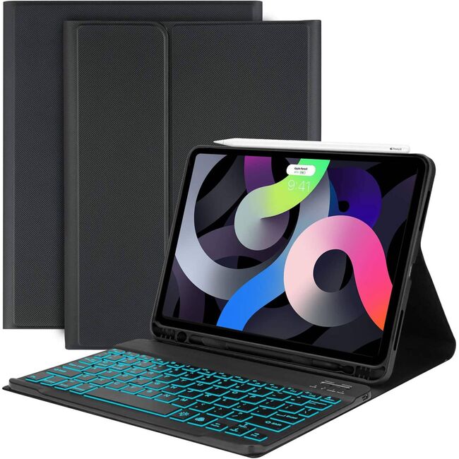 Husa cu tastatura iluminata pentru iPad Air 5, iPad Air 4, negru