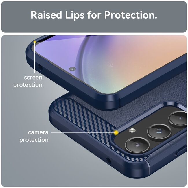 Husa pentru Samsung Galaxy A55 5G Carbon Silicone, albastru