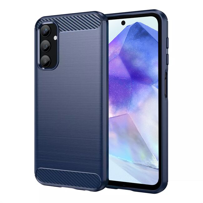 Husa pentru Samsung Galaxy A55 5G Carbon Silicone, albastru