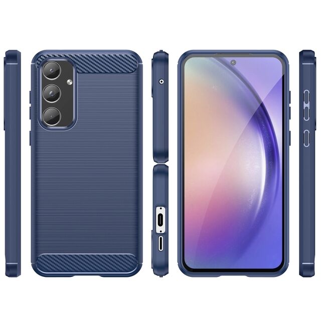 Husa pentru Samsung Galaxy A55 5G Carbon Silicone, albastru
