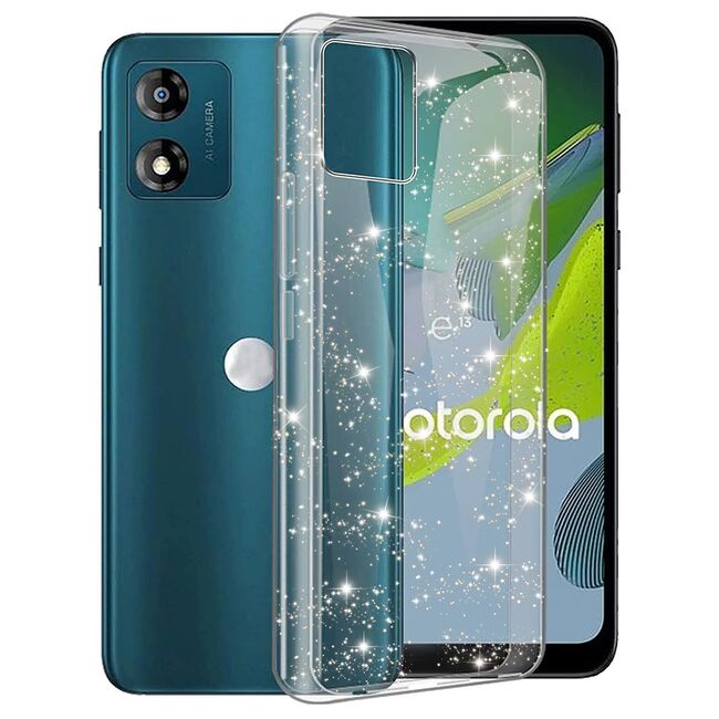 Husa sclipici Motorola Moto E13 Techsuit SparkleSkin, transparenta