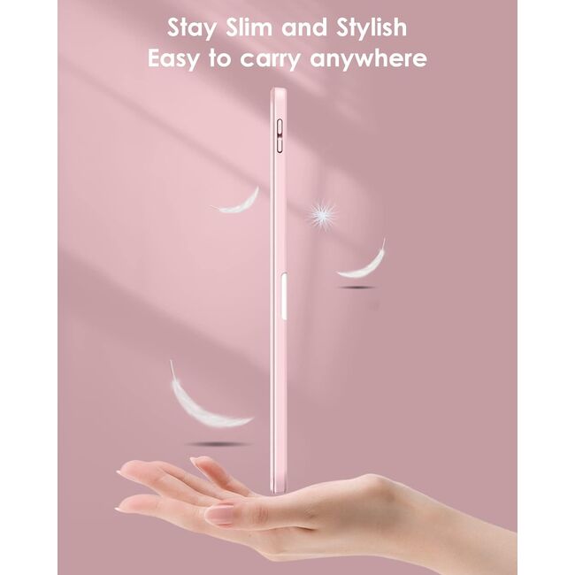Husa pentru iPad 11 2025, iPad 10 2022 Soft Shell cu functie wake-up/sleep si compartiment pentru Apple Pen, tip stand, roz