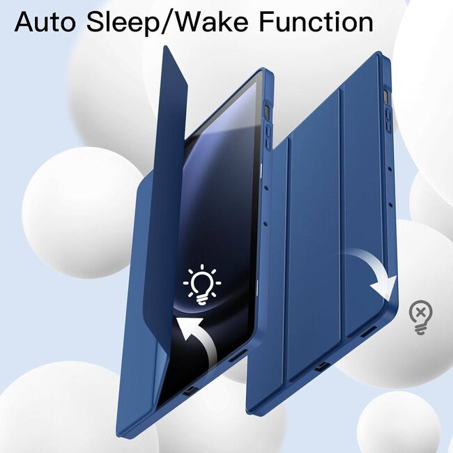 Husa pentru Samsung Galaxy Tab S9 Plus / S9 FE Plus , Tab S10 Plus 12.4 inch Soft Shell UltraSlim tip stand, functie sleep/wake-up si slot pentru S-Pen, navy blue