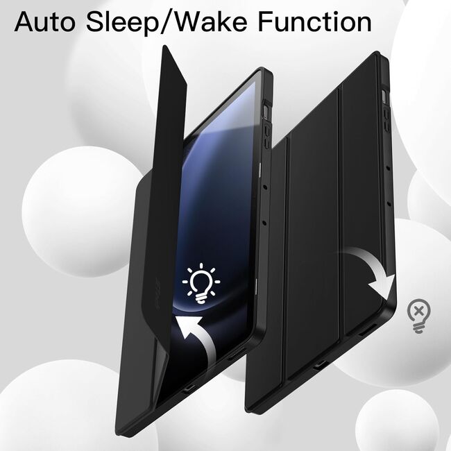 Husa pentru Samsung Galaxy Tab S9 Plus / S9 FE Plus, Tab S10 Plus 12.4 inch Soft Shell UltraSlim tip stand, functie sleep/wake-up si slot pentru S-Pen, negru