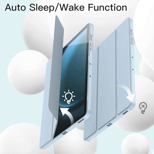 Husa pentru Samsung Galaxy Tab S9 Plus / S9 FE Plus, Tab S10 Plus 12.4 inch Soft Shell UltraSlim tip stand, functie sleep/wake-up si slot pentru S-Pen, sky blue