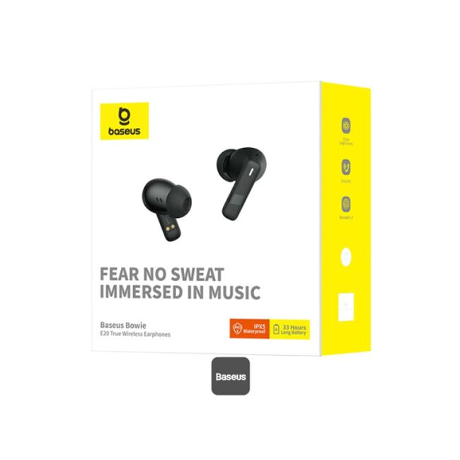 Casti Bluetooth TWS Noise Cancelling Baseus Bowie E20, negru