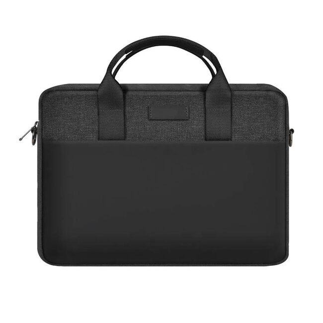 Geanta pentru laptop / tableta pana la 14.5 inch Premium Quality, curea de umar, buzunar frontal cu fermoar, multiple compartimente, negru
