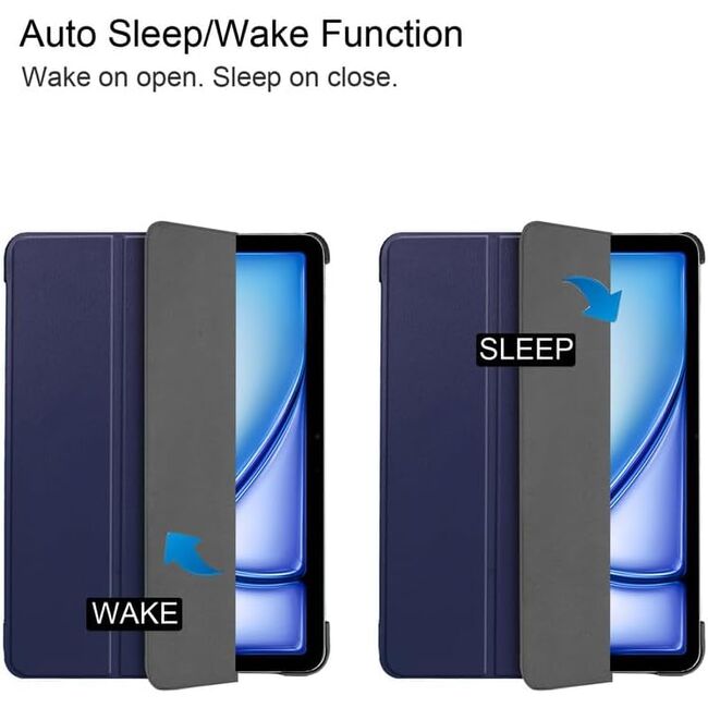 Husa pentru Apple iPad Air 13 2025 / 2024 M3, M2 cu functie wake-up/sleep, tip stand, navy blue