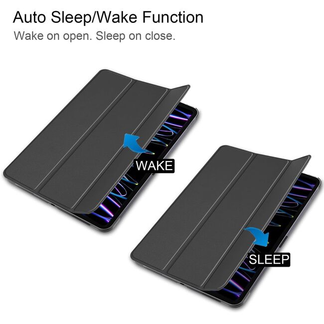 Husa pentru Apple iPad Air 13 2025 / 2024 M3, M2 cu functie wake-up/sleep, tip stand, negru