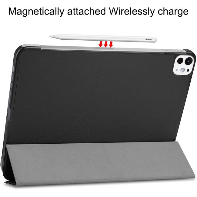 Husa pentru Apple iPad Pro 13 (2024) M4 cu functie wake-up/sleep, tip stand, negru