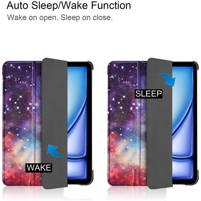 Husa pentru Apple iPad Pro 11 (2024) M4 cu functie wake-up/sleep, tip stand, galaxy