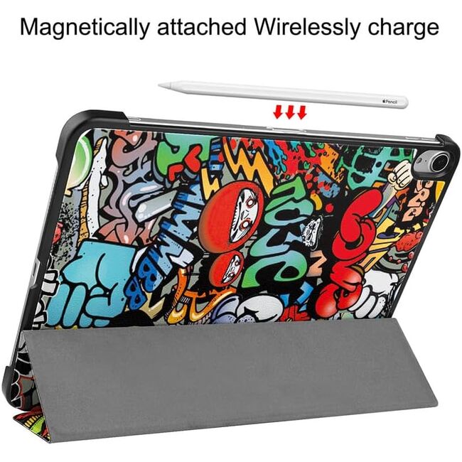 Husa pentru Apple iPad Air 13 2025 / 2024 M3, M2 cu functie wake-up/sleep, tip stand, graffiti