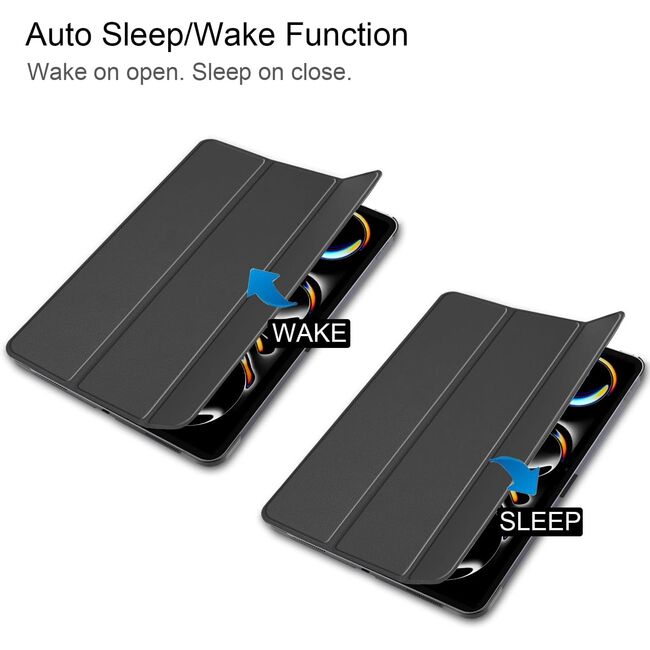 Husa pentru Apple iPad Pro 13 (2024) M4 cu functie wake-up/sleep, tip stand, negru
