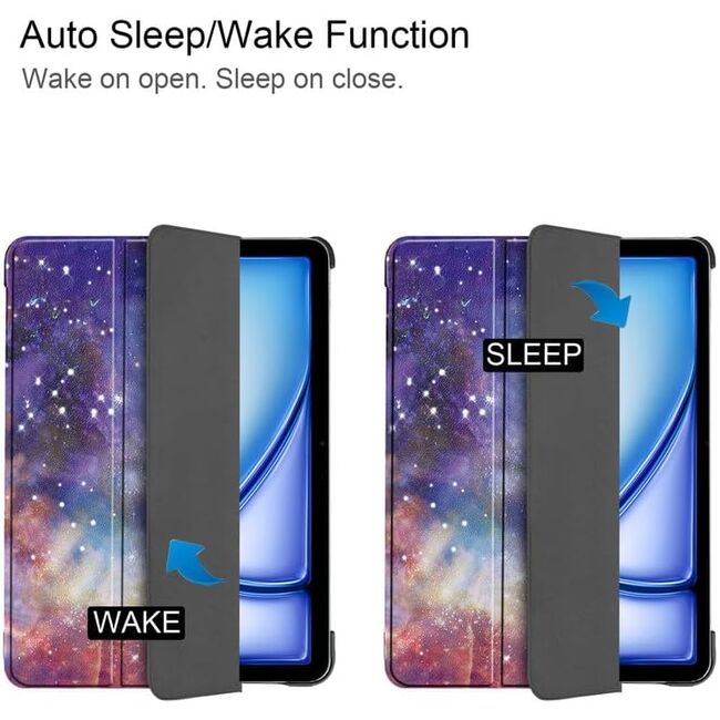 Husa pentru Apple iPad Air 13 2025 / 2024 M3, M2 cu functie wake-up/sleep, tip stand, galaxy