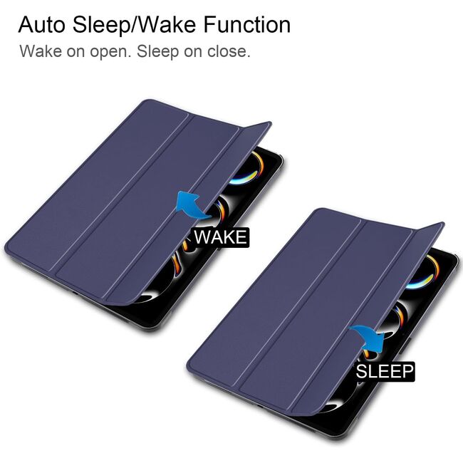Husa pentru Apple iPad Pro 11 (2024) M4 cu functie wake-up/sleep, tip stand, navy blue