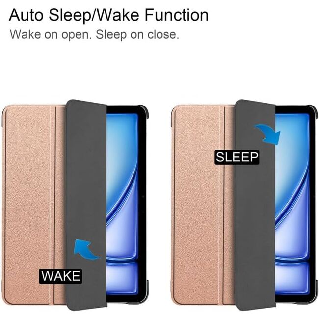 Husa pentru Apple iPad Air 13 2025 / 2024 M3, M2 cu functie wake-up/sleep, tip stand, rose gold