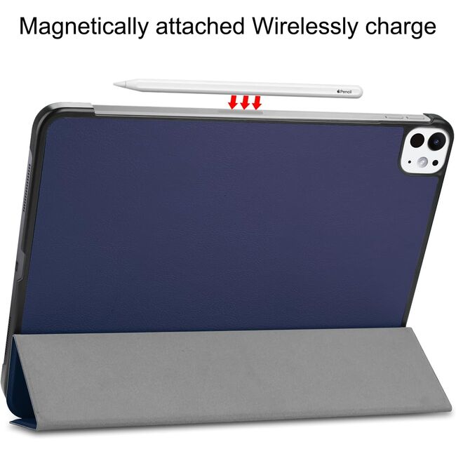 Husa pentru Apple iPad Pro 11 (2024) M4 cu functie wake-up/sleep, tip stand, navy blue