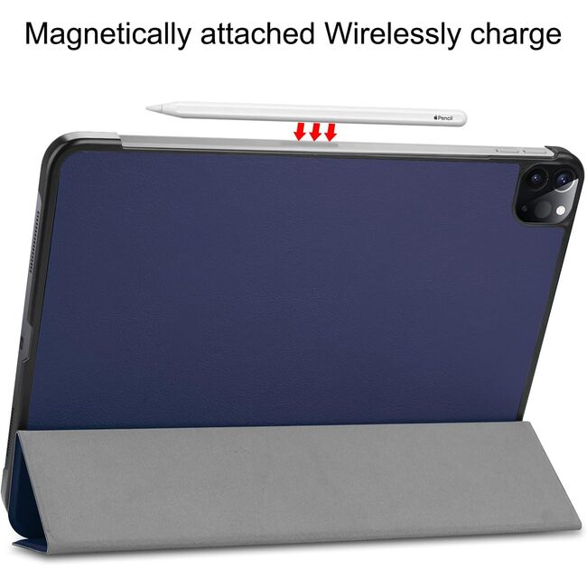 Husa pentru Apple iPad Pro 13 (2024) M4 cu functie wake-up/sleep, tip stand, navy blue