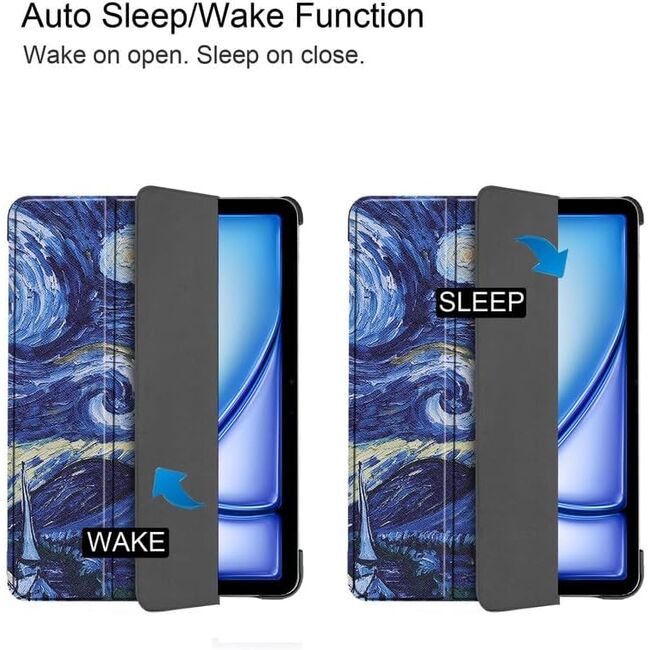 Husa pentru Apple iPad Pro 13 (2024) M4 cu functie wake-up/sleep, tip stand, starry night