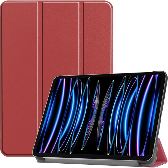 Husa pentru Apple iPad Pro 13 (2024) M4 cu functie wake-up/sleep, tip stand, burgundy