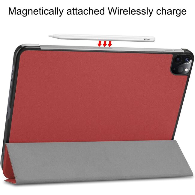 Husa pentru Apple iPad Pro 11 (2024) M4 cu functie wake-up/sleep, tip stand, burgundy