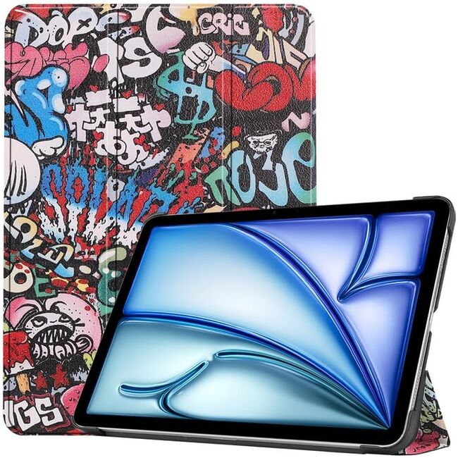 Husa pentru Apple iPad Pro 11 (2024) M4 cu functie wake-up/sleep, tip stand, graffiti