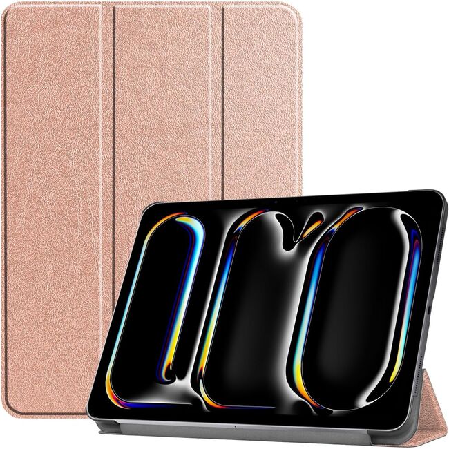 Husa pentru Apple iPad Pro 11 (2024) M4 cu functie wake-up/sleep, tip stand, rose gold