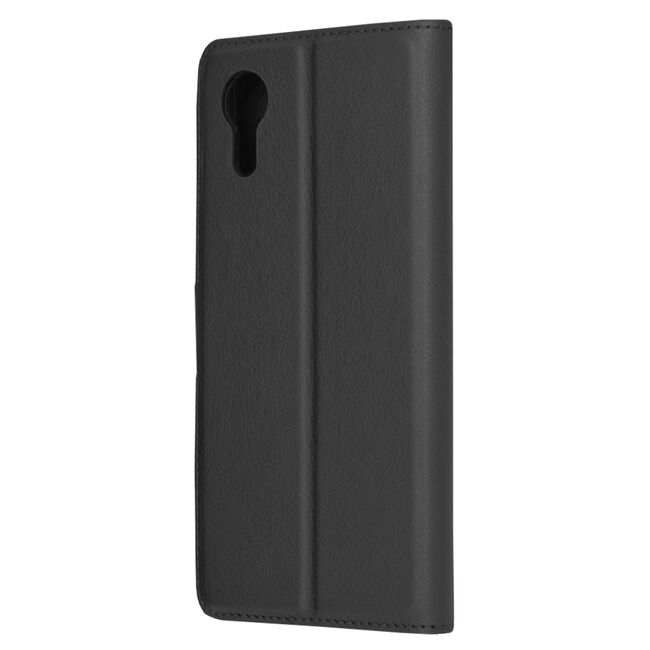 Husa pentru  Samsung Galaxy Xcover7 tip carte cu inchidere magnetica, compartimente pentru carduri si functie stand, negru