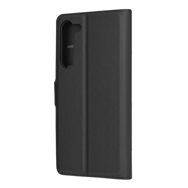 Husa pentru  Samsung Galaxy S23 tip carte cu inchidere magnetica, compartimente pentru carduri si functie stand, negru