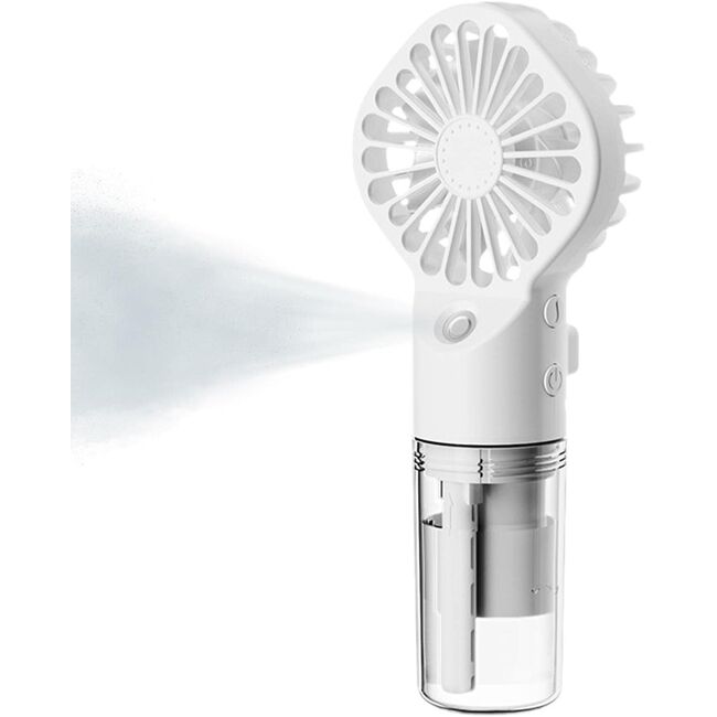 Ventilator portabil 2 in 1 cu umidificator, reincarcabil, 4 viteze, silentios, alb