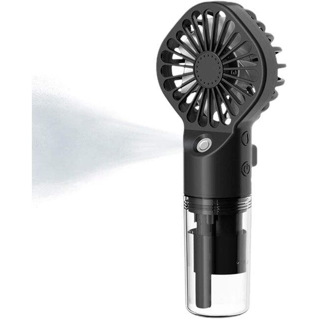 Ventilator portabil 2 in 1 cu umidificator, reincarcabil, 4 viteze, silentios, negru