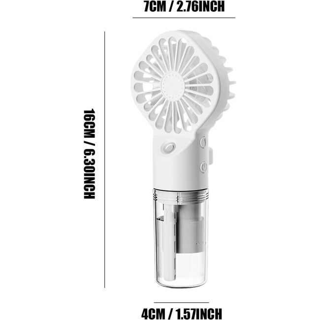 Ventilator portabil 2 in 1 cu umidificator, reincarcabil, 4 viteze, silentios, alb