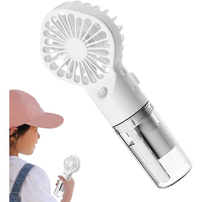 Ventilator portabil 2 in 1 cu umidificator, reincarcabil, 4 viteze, silentios, alb