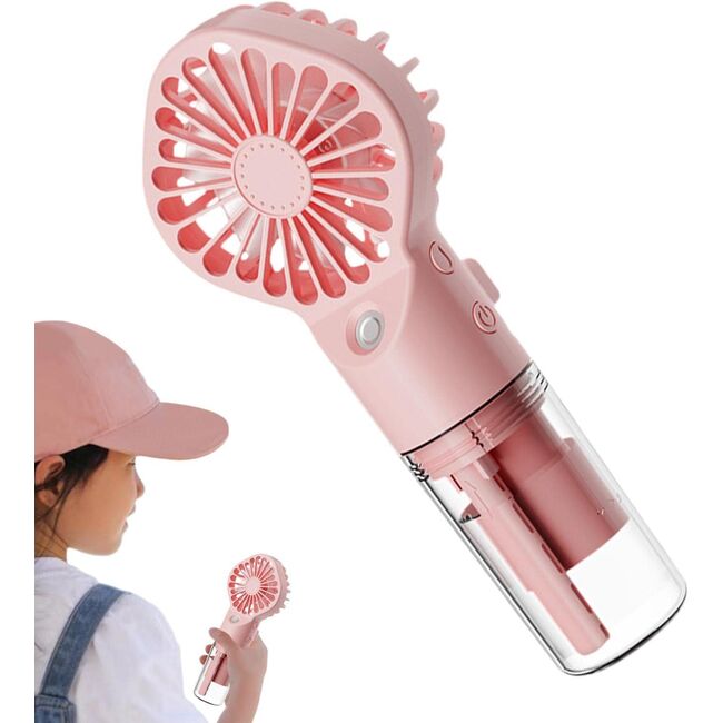 Ventilator portabil 2 in 1 cu umidificator, reincarcabil, 4 viteze, silentios, roz